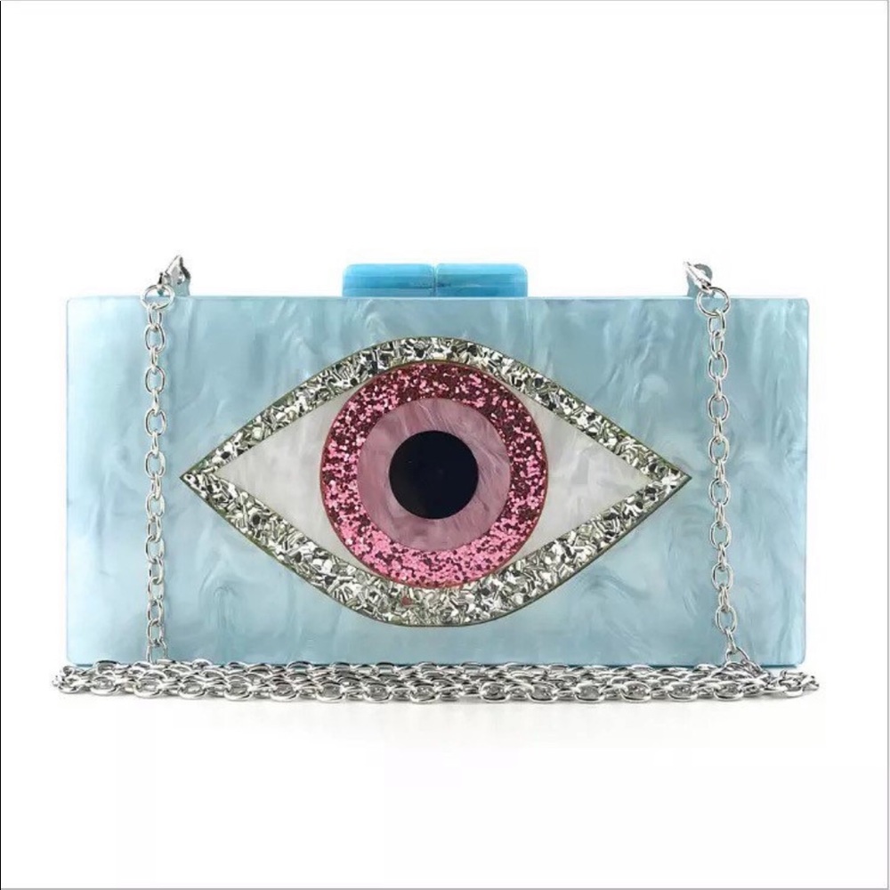 Blue eye acrylic clutch purse new - Picture 2 of 9